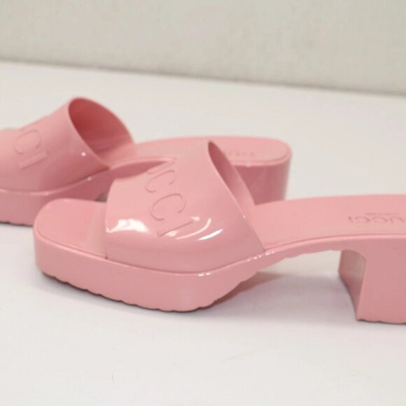 Gucci Rubber Slide Sandal Pink Platform - 624730 Size 40 - US 10 - Picture 5 of 14